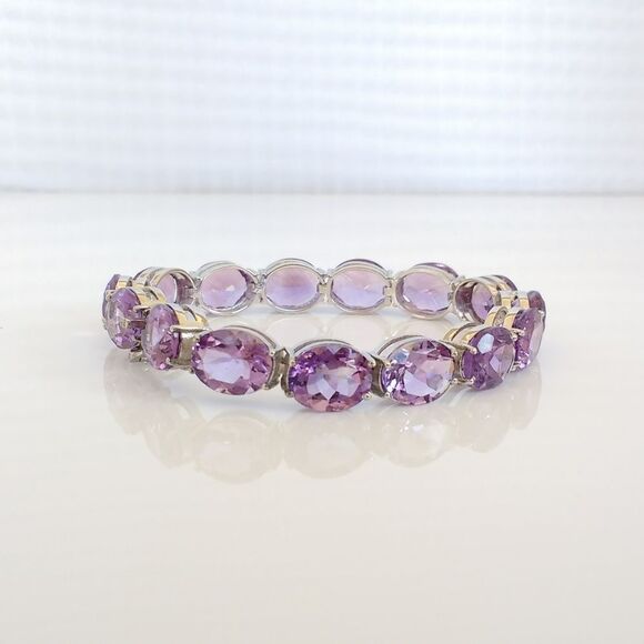 Amethyst Bracelet 48 Carats TW Sterling Silver - Picture 2 of 8